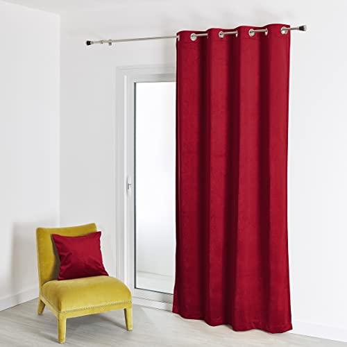 HomeMaison.com Plain Velvet Curtain 135 x 260 cm Red