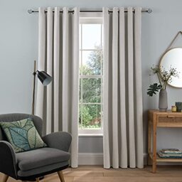 "Sleepdown Woven Tonal Fleck Eyelet Blackout Curtains Thermal Insulated for Bedroom and Living Room, Natural, 2 Panels, 2 x 90"" x 54"""