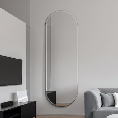 "MirrorOutlet The Lacuna - Large Frameless Pond Wall Mirror 71"" X 26"" (180cm X 65cm) Silver Mirror Glass On A Black Backing."