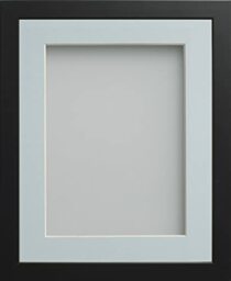 Frame Company Connolly Range Black Wooden Picture Photo Frame with Light Blue Mount, 12x10 for pic size 8x6 *Choice of Sizes* Fitted with Real Glass