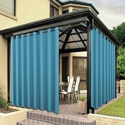 Bonzer Outdoor Curtains for Patio Waterproof Thick - Privacy Wide Grommet Light Filtering Outside Curtains for Porch Pergola Gazebo Deck, 1 Panel, 110W x 108L inch, Teal