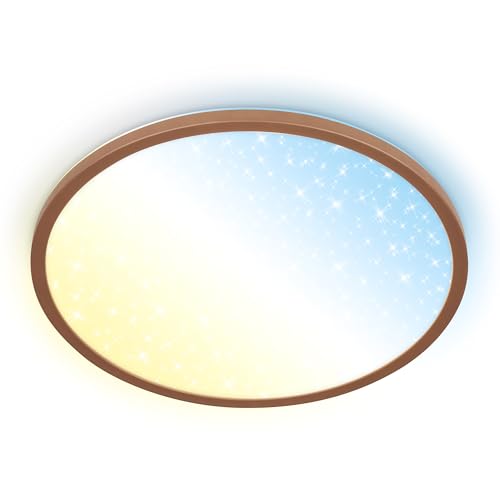 BRILONER - LED Panel with Remote Control, Dimmable, Starry Sky, Warm White to Cold White, Ceiling Light, LED Light Panels, Ceiling Lights for Living Room, Ceiling Light Lounge, 37.5X4.5 cm, Coffee