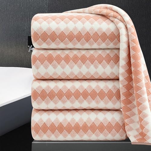 "MAGGEA 4 Piece Extra Large Bath Towel Set Oversized Bath Sheet 35""x70"" Bathroom Towel Set Soft Highly Absorbent & Quick Dry Premium Bath Towel for Bathroom 600GSM Shower Towel Spa Gym Hotel,Peach"