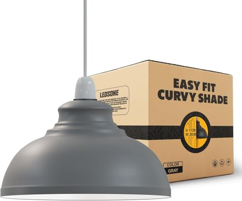 Metal Ceiling Lamp Shade 29cm Easy Fit Light Pendant Modern Ceiling Lighting Shade for Bedroom, Hallway, Office Industrial Kitchen Hanging Light Shade Ceiling Pendant (Grey)