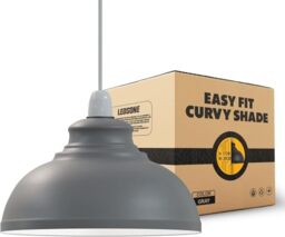 Metal Ceiling Lamp Shade 29cm Easy Fit Light Pendant Modern Ceiling Lighting Shade for Bedroom, Hallway, Office Industrial Kitchen Hanging Light Shade Ceiling Pendant (Grey)