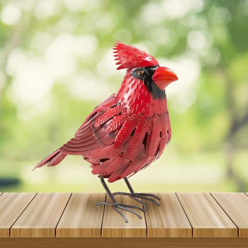 Cardinal Statue Metal Bird Yard Art, Garden Yard Sculpture Art - Red Large Realistic Standing - Christmas, Outdoor Fall, Winter, Spring, Summer Decoration - Handmade Ornament Decor Mom, Sympathy Gifts