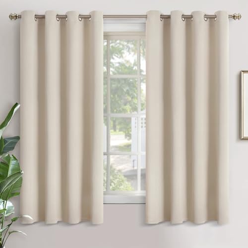 YoungsTex Champagne Blackout Curtains for Bedroom 63 Inches Length - Room Darkening Drapes with Grommet Thermal Insulated Privacy for Living Room Windows, 2 Panels, 52 x 63 Inch