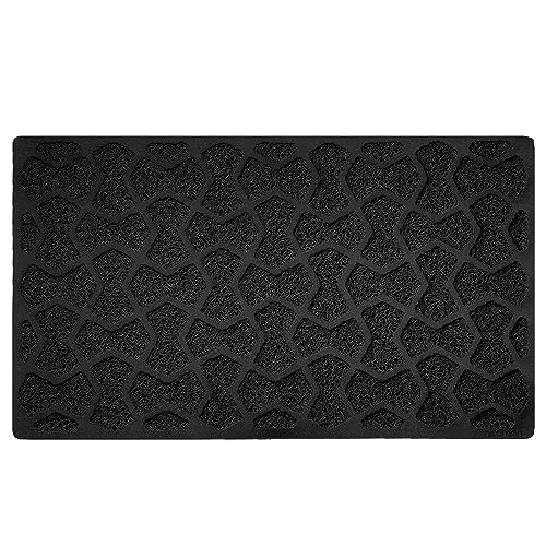 Nicoman Bowtie Shape Low Profile Indoor Outdoor Dirt-Trapper Door Mat Washable Barrier Heavy Duty Doormat – (Watertight Rubber-Back, Black, 75 x 44cm)