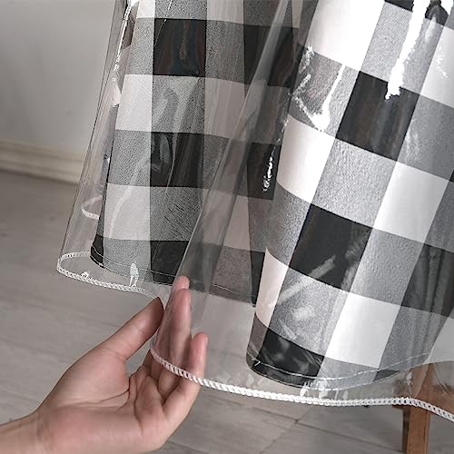 Hiasan Round Plastic Table Cover 70 Inch - 100% Waterproof Oilproof Stain Resistant Wipeable Vinyl Clear Tablecloth for Dining, Parties, Picnic, Crystal Clear