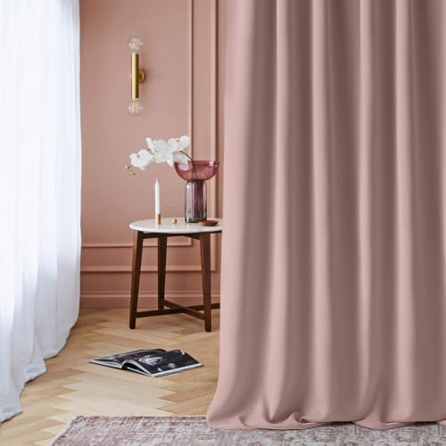ROOM99 Laurel Eyelet Curtain 180 x 260 cm Powder Pink - Blackout opaque sliding curtains living room bedroom