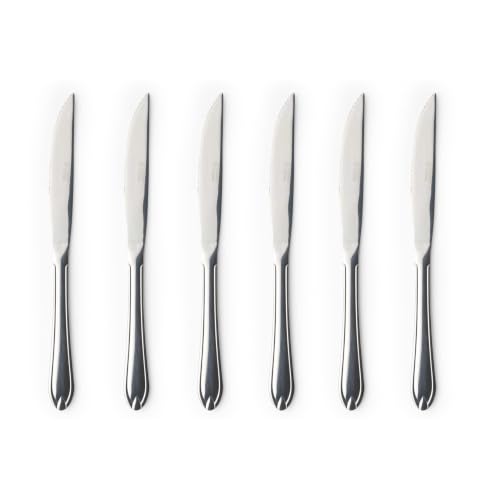Russell Hobbs Marseille Steak Knife Set, 6 Piece, Serrated Blades - 18/0 Stainless Steel, Mirror Polish Finish, Ergonomic Handles, Lightweight, Hand Wash Only, For Steak And Meat