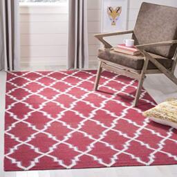 Safavieh Contemporary Indoor Flatweave Rectangle Area Rug, Dhurrie Collection, DHU564, in Red / Ivory, 152 X 244 cm for Living Room, Bedroom or Any Indoor Space