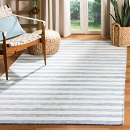 Safavieh Contemporary Indoor Flatweave Rectangle Area Rug, Dhurrie Collection, DHU575, in Blue / Ivory, 152 X 244 cm for Living Room, Bedroom or Any Indoor Space