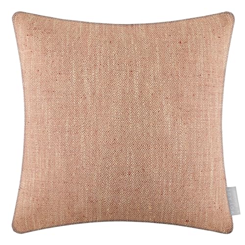 Voyage Maison Jedburgh Feather Filled Cushion – Herringbone Textured Woven Artisan Country Décor (Rust - 50x50cm)