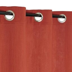 Atout Ciel Double Cotton Gauze Curtain with Eyelets 130 x 240 cm Ready to Hang Terracotta