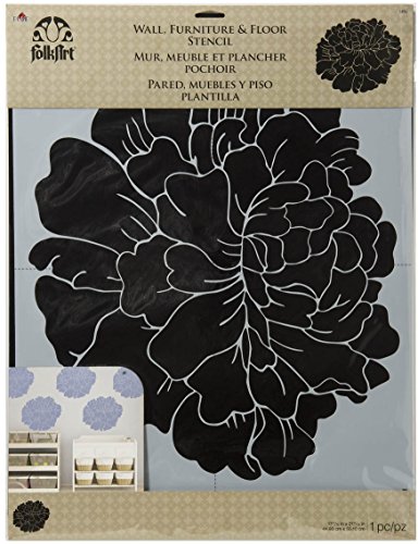 Plaid FolkArt Home Decor Peony Wall Stencil, Synthetic Material, 54.6 x 44.5 x 0.1 cm