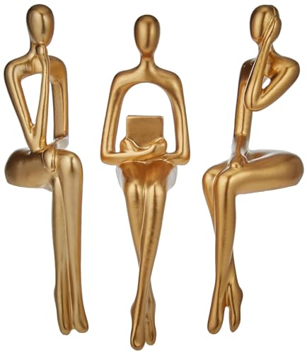 XINXUAN Gold Statue Home Decor - Modern Bookshelf & Desk Decor - 3 Piece Set