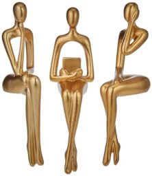 XINXUAN Gold Statue Home Decor - Modern Bookshelf & Desk Decor - 3 Piece Set