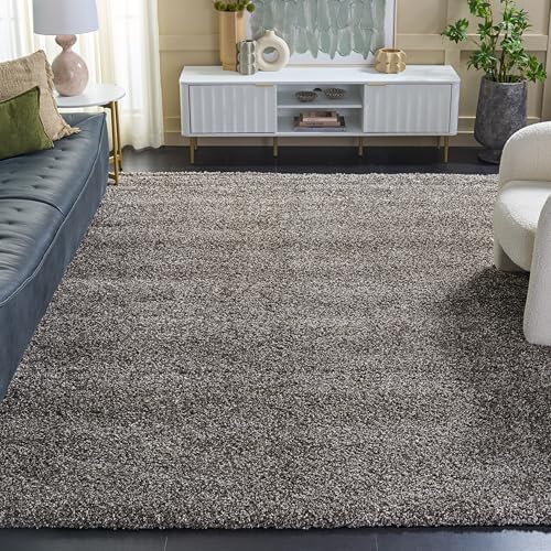 SAFAVIEH Shag Rug for Living Room, Dining Room, Bedroom - Milan Shag Collection, High Pile, in Grey, 244 X 305 cm