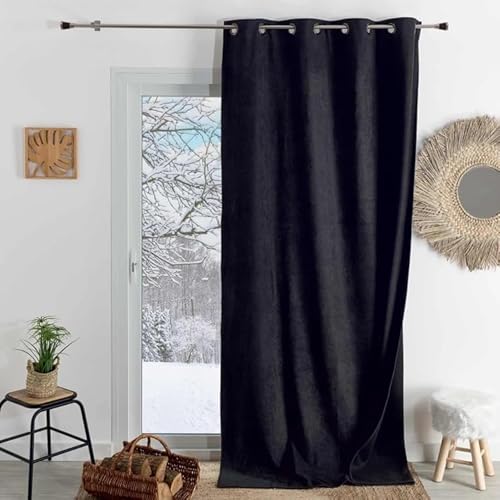 Home Maison Phonic and Semi-Blackout Thermal Curtain – 140 x 300 cm – Black – 8 Gun Eyelets – Ready to Hang