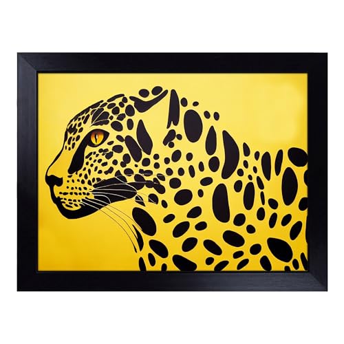 Lap Tray with Bean Bag Cushion, The Compelling Leopard Abstract - Handmade in the UK, Raised Wooden Edge, Padded Cushion, Heat-Resistant Wipe-Clean Surface, for Meals, Laptops and Crafts