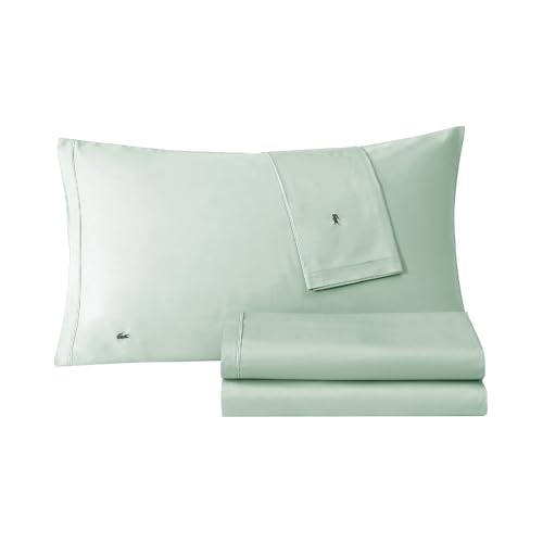 Lacoste Percale Solid Sheet Set, Twin, Iced Mint