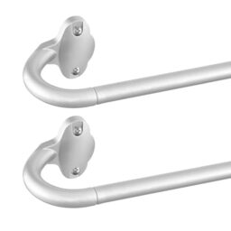 "TVWOO 2 Pack Blackout Curtain Rod, Adjustable 5/8"" Diameter Room Darkening Curved Metal Thick Invisible Curtain Rods, 28-48 Inch, Silver"