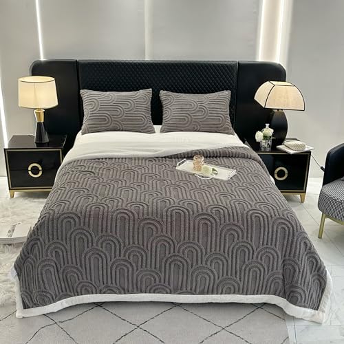 UKELER Sherpa Fleece Blanket 60 ?? 80 inch, Ultra Soft Twin Size Throw Blanket for All Season, Cozy Plush Arch Blanket for Bed Couch Sofa Office Camping, Dark Grey