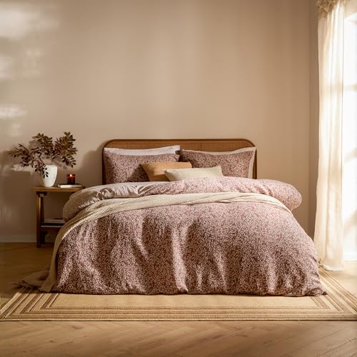 Yard Perrie Leaf Duvet Cover Set – Soft Reversible Relaxed Muslin Cotton Floral Bedding Set (Cinnamon - Single)