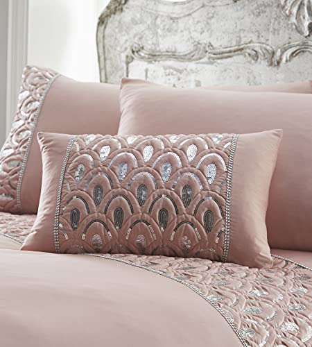 Portfolio Ritz Sequined Diamante Embellished White Filled Bed/Sofa Accessory 32x50cm, 1 x Boudoir Cushion