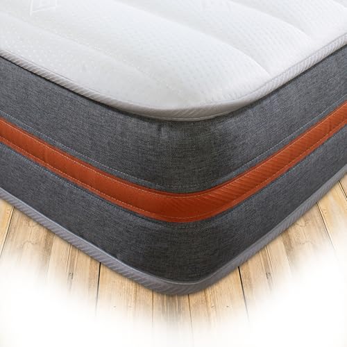 Starlight Beds Eclipse Comfort, Hybrid Sprung Small Double Memory Foam Mattress. Maximum Value Small Double Mattress, Soft, 7.5 Inch Deep (Grey/Orange) (4ft x 6ft3)