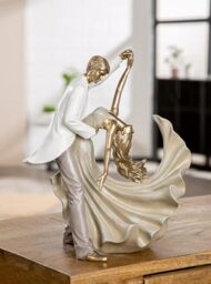 GILDE Salsa Dancer Figurine Resin Gold Metallic Look 28 x 29 x 14 cm