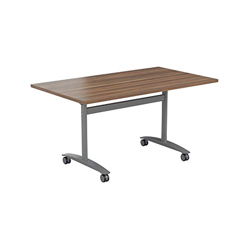 Office Hippo Office Table, Sturdy & Stylish Tilting Table Desk, Work Table For Home Office, Versatile Computer Table For Meeting Room or Boardroom, 5 Year Guarantee - Dark Walnut / Silver