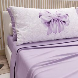 PETTI Artigiani Italiani - Double Bed Sheets in Cotton with Pillowcases in Digital Print, for Double Bed, Complete Fitted Sheet Top and Bottom Sheet, Lilac, 100% Made in Italy