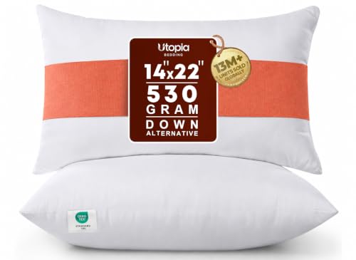 Utopia Bedding Throw Pillows Insert (Pack of 2, White) - 14 x 22 Inches Bed and Couch Pillows - Indoor Decorative Pillows