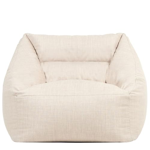 icon Natalia Outdoor Bean Bag Chair, Beige, Large Adult Bean Bag with Filling Included, Armchair, Garden Seat, Garden Chair, Outdoor Seating