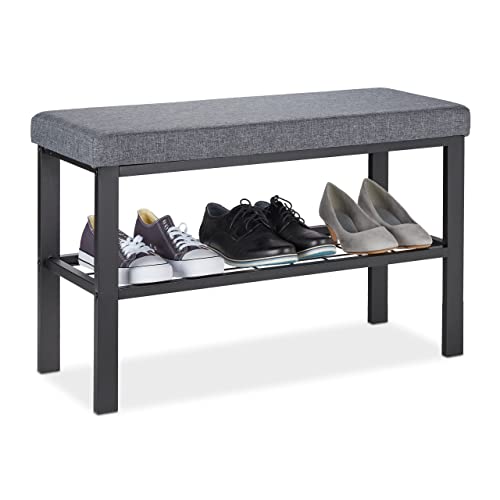 Relaxdays Shoe Bench, Shelf, Shoeshelf with Seat, Upholstered