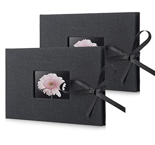 Fabmaker 2 Pack Small Photo Album 4x6, Each Holds 24 Horizontal Photos, Linen Cover with Front Window, Mini Brag Books for 4x6 Pictures, Artwork or Postcards Storage