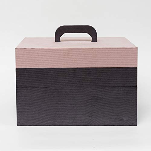 Creations PINK Craft Storage Toolbox Style 3 Tier Box with Carry Handle by Creations ??? H 28cm x W 35cm x D 23cm - Decorative Stackable Box with Two Removable Compartments