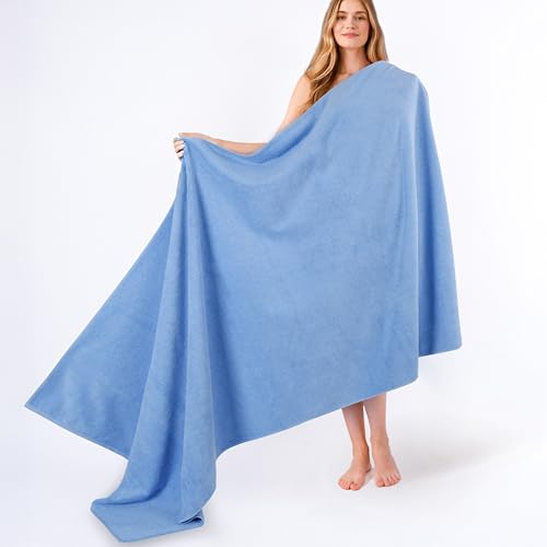 American Soft Linen Oversized Bath Sheet 40x80 Extra Large for Bathroom, 600 GSM 100% Cotton Turkish Jumbo Bathsheet Towels for Adults, Sky Blue Bath Sheet