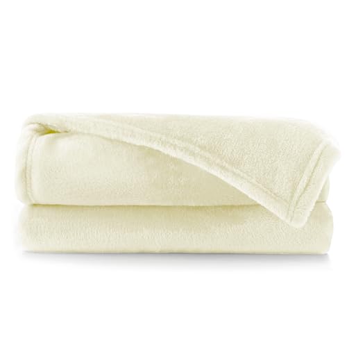DecoKing Deluxe Microfibre Fleece Super Soft Touch Snug Blanket/Sofa Bed Throw Cream Light Beige 70x150 cm Mic