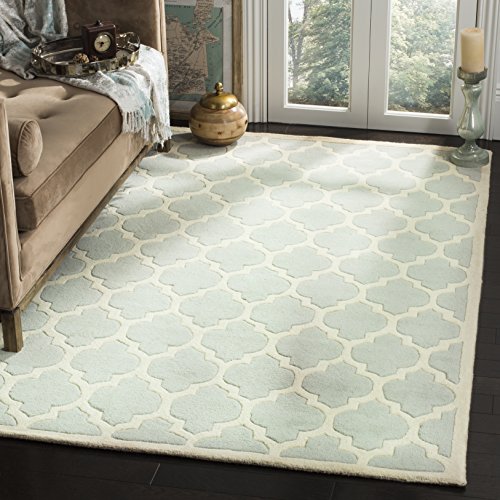 Safavieh Contemporary Indoor Hand Tufted Rectangle Area Rug, Chatham Collection, CHT734, in Grey / Ivory, 122 X 183 cm for Living Room, Bedroom or Any Indoor Space
