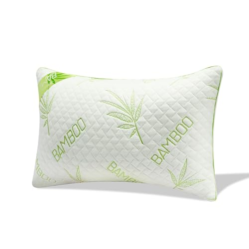GC GAVENO CAVAILIA Luxury Bamboo Memory Foam Pillow - 1 Pack Orthopaedic Neck,Shoulder Support Pillows 48x74 cm - Hypoallergenic,Antibacterial Bamboo Pillow - Hotel Quality Washable Cover
