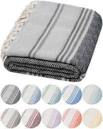 DEMMEX Organic Turkish Cotton Beach Bath Hammam Towel – Quick-Dry, Lightweight, Compact, Sand-Free Beach Towel & Blanket – Luxury Bathroom & Hammam Towel Peshtemal, OEKO-TEX Certified, 180x90cm