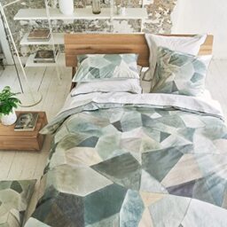 Designer Guild Printed Duvet Cover in Cotton Percale - Modern Geo Pewter, 200 x 200 cm
