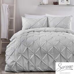 Serene Lara Ruched Easy Care Duvet Cover Set, Silver, Double
