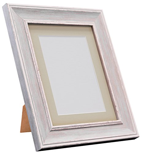 FRAMES BY POST Scandi Vintage Picture Photo Frame, Recycled Plastic, Distressed Blue with Light Grey Mount, 50 x 70 cm Image Size 24 x 16 Inch