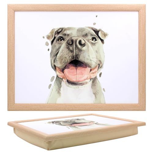Lesser & Pavey Staffie Laptray Robert James Hull Lap Tray For Food Serving & Breakfast - Comfortable Lap Trays With Bean Bag Cushion - Durable Lap Trays For Eating On Lap For Adults