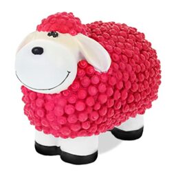Relaxdays Garden Decoration Sculpture Sheep HBT: 16x21x12,5 cm, Weatherproof, Gift Idea, for Indoors and Outside, Pink