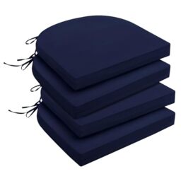 "downluxe Outdoor/Indoor Waterproof Round Corner Seat Cushion, 17"" x 16"" x 2"", Navy Blue, Pack of 4"